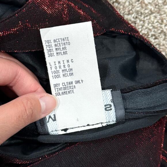 VTG 80s Women's Red Black Sparkly Two Toned Maurices A Line Maxi Prom Dress 7/8 - Picture 10 of 12